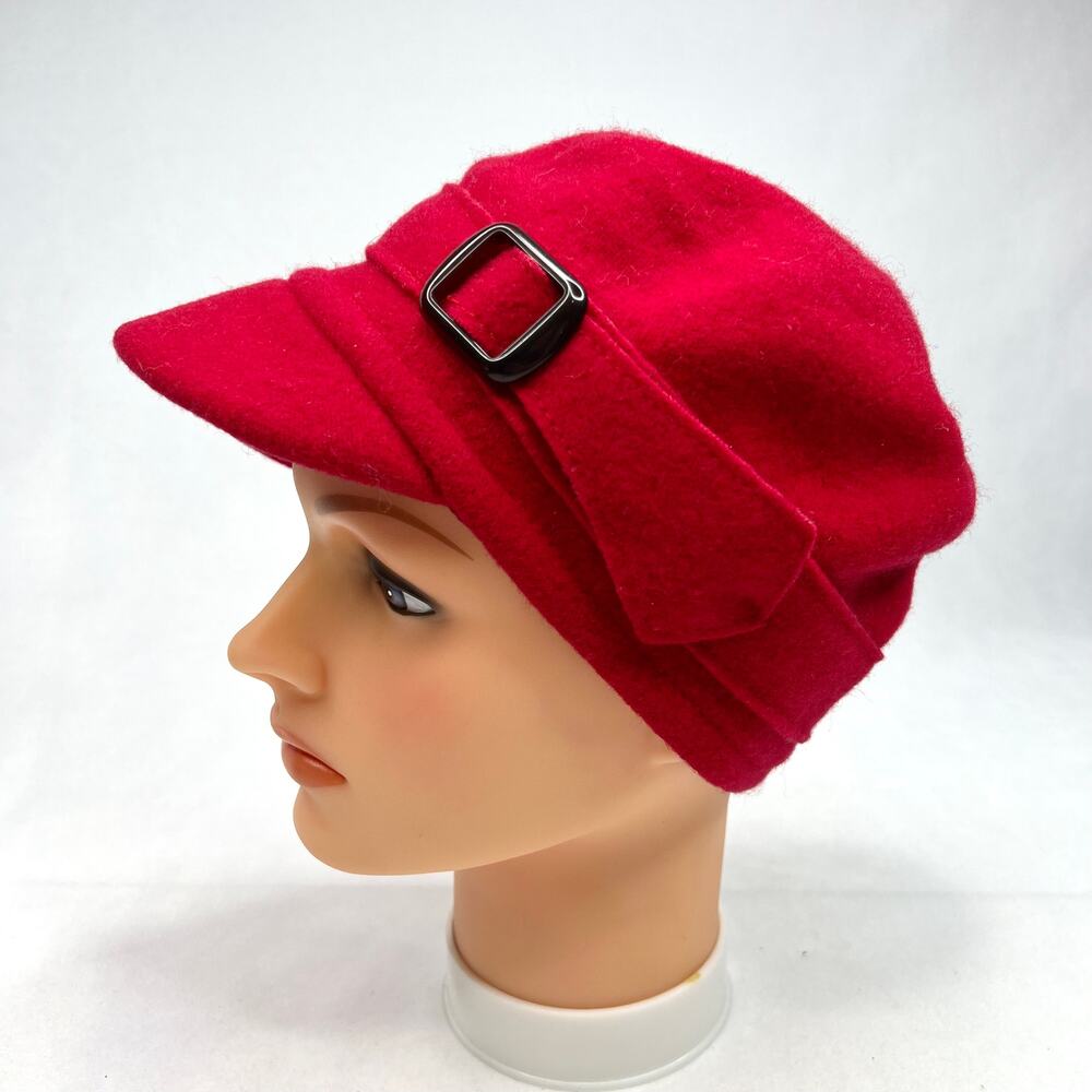 NWT Coldwater Creek Red Wool Buckle Cap